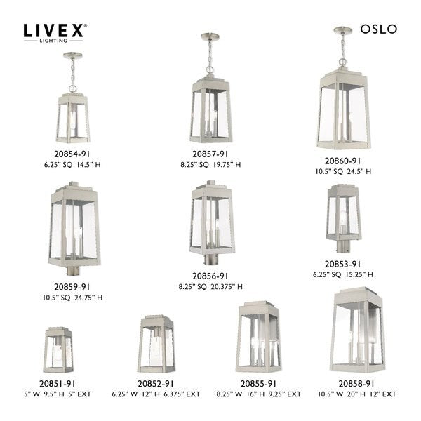 Oslo 1 Light Brushed Nickel Outdoor Post Top Lantern