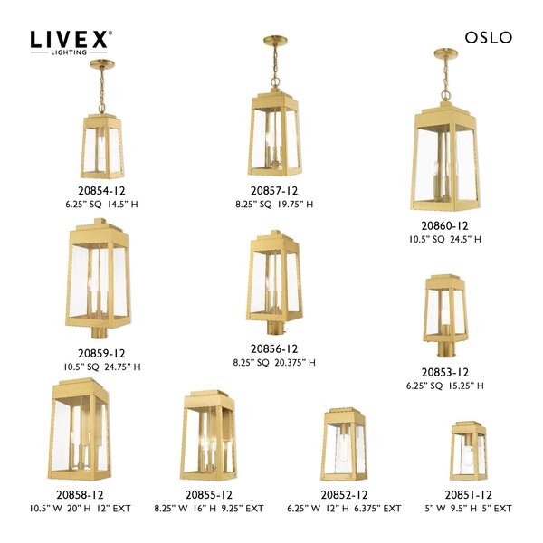 Oslo 3 Light Satin Brass Outdoor Wall Lantern
