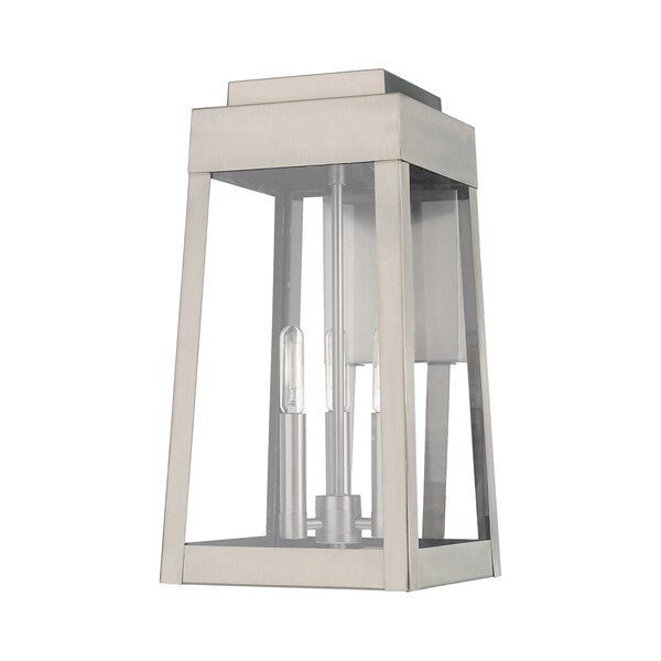 Oslo 3 Light Brushed Nickel Outdoor Wall Lantern