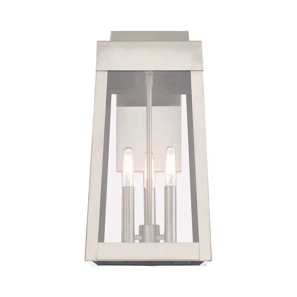 Oslo 3 Light Brushed Nickel Outdoor Wall Lantern
