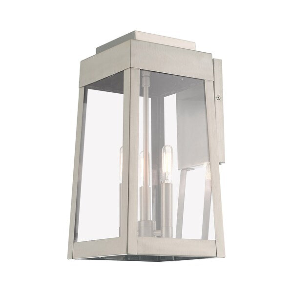 Oslo 3 Light Brushed Nickel Outdoor Wall Lantern