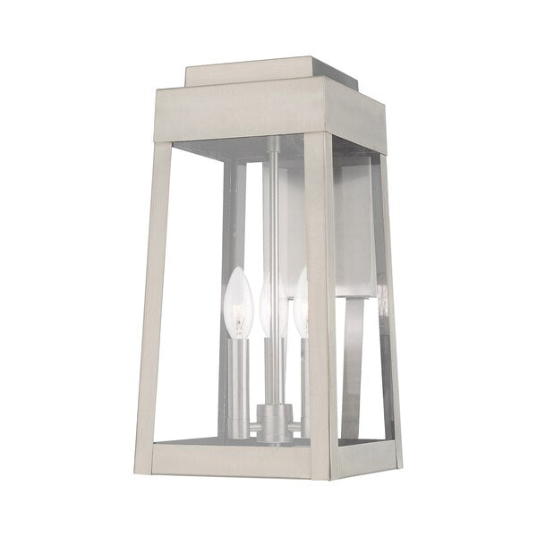 Oslo 3 Light Brushed Nickel Outdoor Wall Lantern