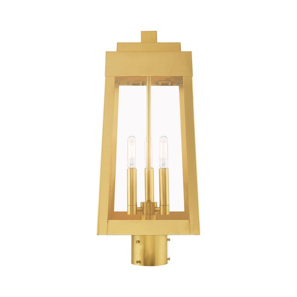 Oslo 3 Light Satin Brass Outdoor Post Top Lantern