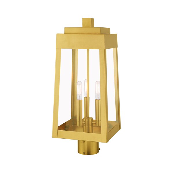 Oslo 3 Light Satin Brass Outdoor Post Top Lantern