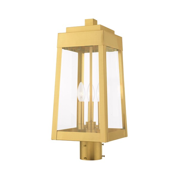 Oslo 3 Light Satin Brass Outdoor Post Top Lantern