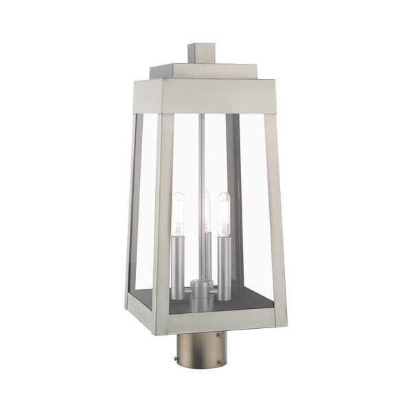 Oslo 3 Light Brushed Nickel Outdoor Post
