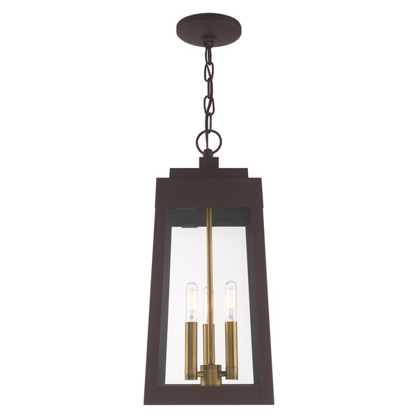 Oslo 3 Light Bronze Outdoor Pendant Lantern