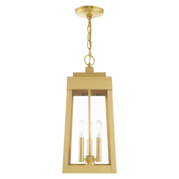 Oslo 3 Light Satin Brass Outdoor Pendant