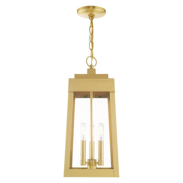 Oslo 3 Light Satin Brass Outdoor Pendant