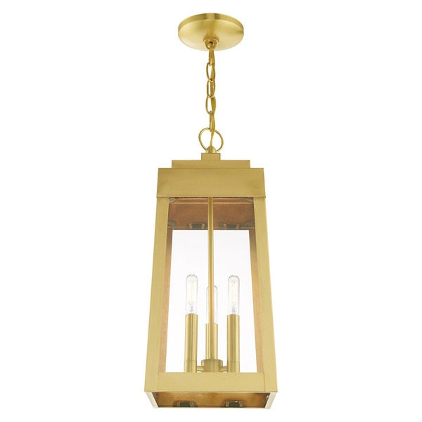 Oslo 3 Light Satin Brass Outdoor Pendant