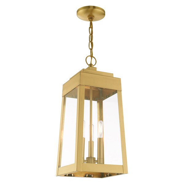 Oslo 3 Light Satin Brass Outdoor Pendant
