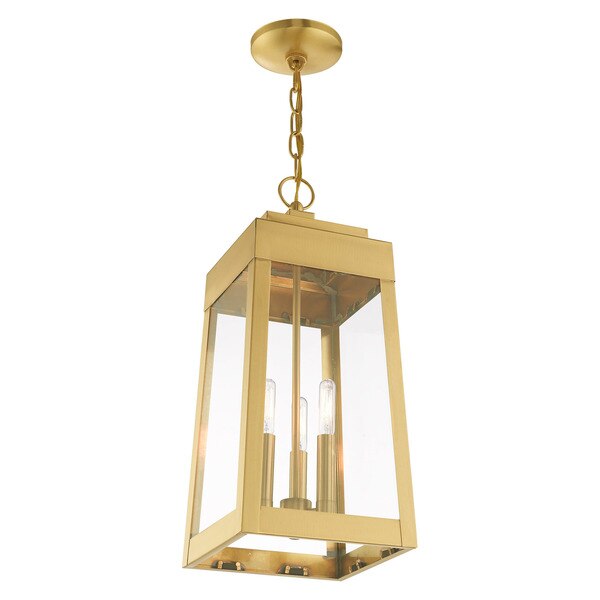 Oslo 3 Light Satin Brass Outdoor Pendant