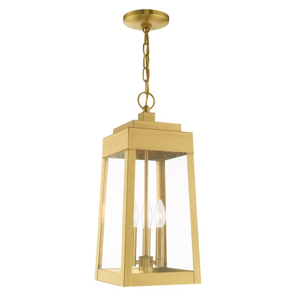 Oslo 3 Light Satin Brass Outdoor Pendant