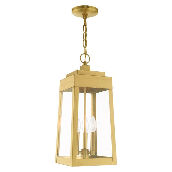 Oslo 3 Light Satin Brass Outdoor Pendant