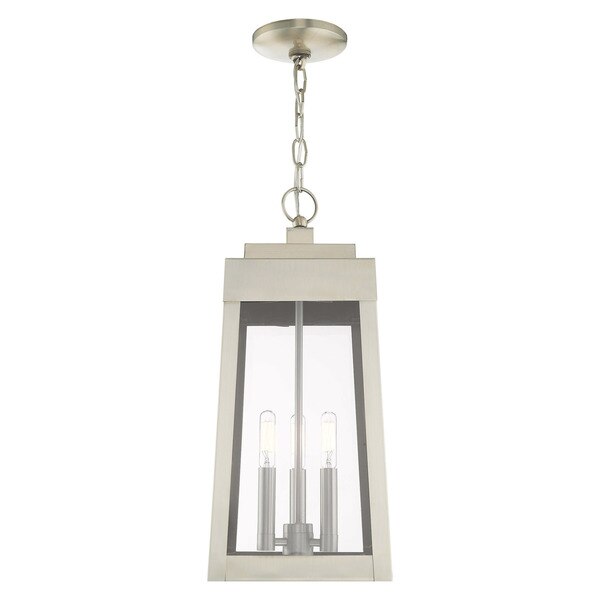 Oslo 3 Light Brushed Nickel Outdoor Pendant Lantern