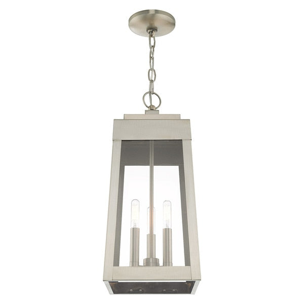 Oslo 3 Light Brushed Nickel Outdoor Pendant Lantern