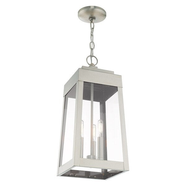 Oslo 3 Light Brushed Nickel Outdoor Pendant Lantern