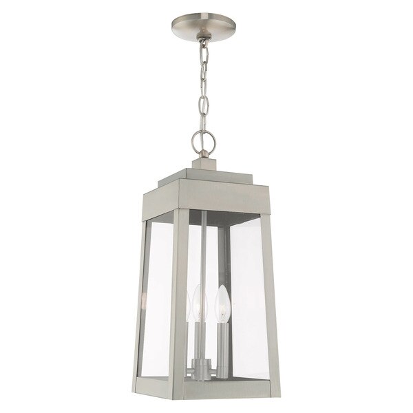 Oslo 3 Light Brushed Nickel Outdoor Pendant Lantern