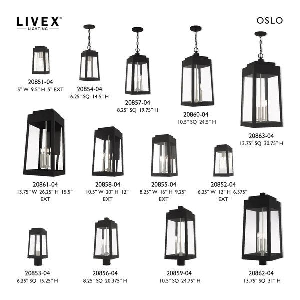 Oslo 3 Light Black Outdoor Wall Lantern
