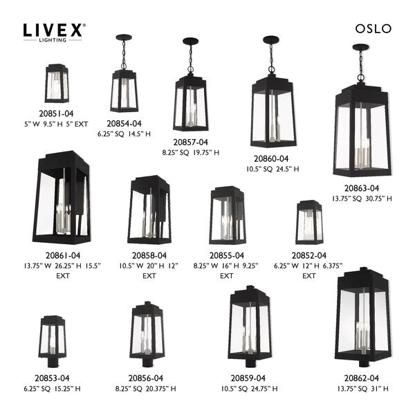 Oslo 3 Light Black Outdoor Post Top Lantern