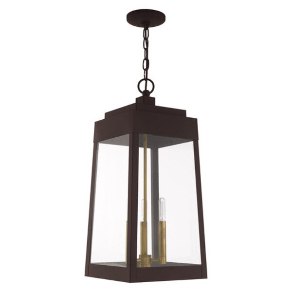 Oslo 3 Light Bronze Outdoor Pendant Lantern