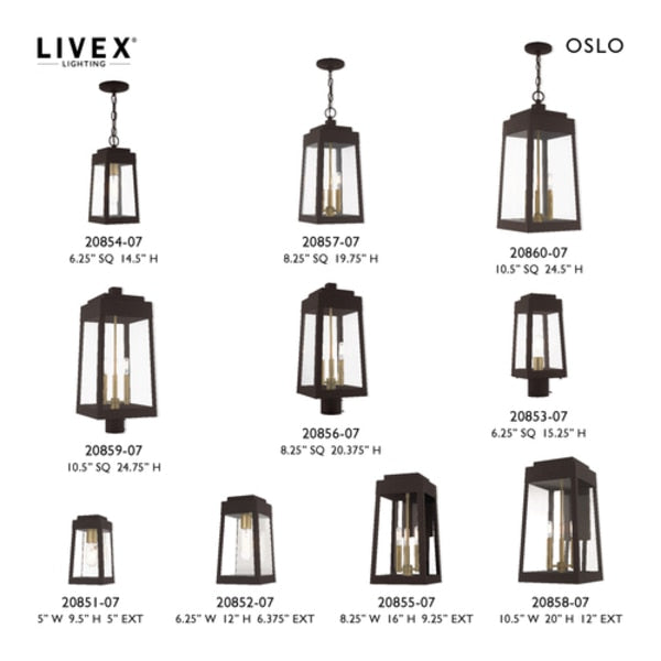 Oslo 3 Light Bronze Outdoor Pendant Lantern