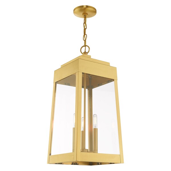 Oslo 3 Light Satin Brass Outdoor Pendant Lantern