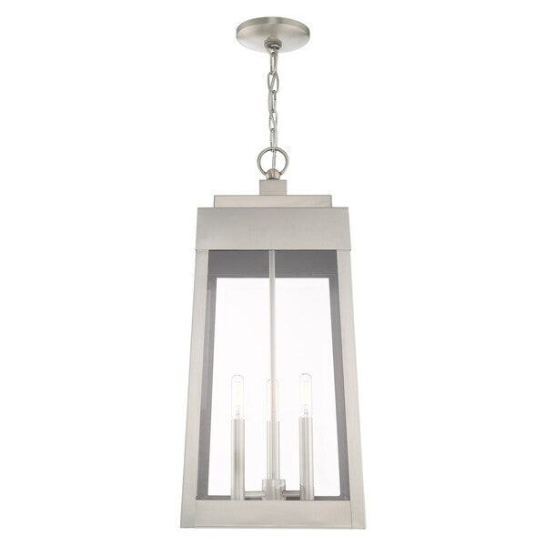 Oslo 3 Light Brushed Nickel Outdoor Pendant Lantern