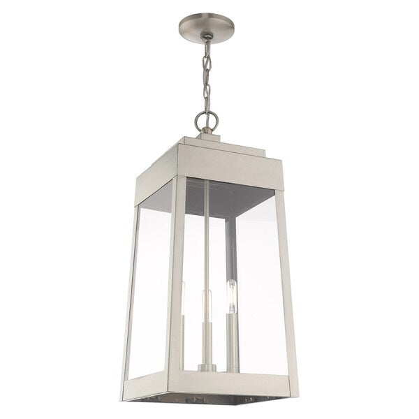 Oslo 3 Light Brushed Nickel Outdoor Pendant Lantern