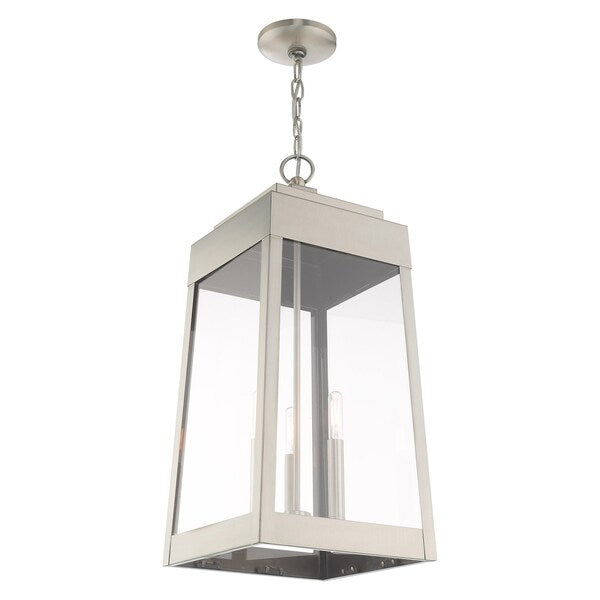 Oslo 3 Light Brushed Nickel Outdoor Pendant Lantern