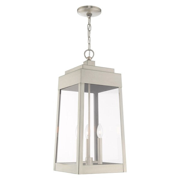 Oslo 3 Light Brushed Nickel Outdoor Pendant Lantern