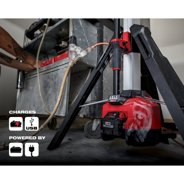 Cordless Tripod Light, M18 Battery, Rocket Series, 84 in Max Height, 6,000 Lumens, 10 Hour Run Time