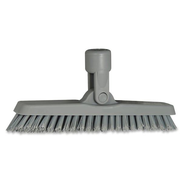 1 3/8 in W Swivel Corner Brush Head, Stiff, 56 in L Handle, 8 5/8 in L Brush, Gray, Not Applicable