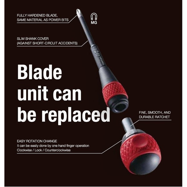 BALL GRIP Ratchet Screwdriver No.2200 +2
