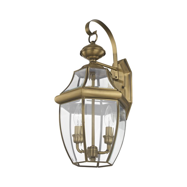 Monterey 2 Light Antique Brass Outdoor Wall Lantern