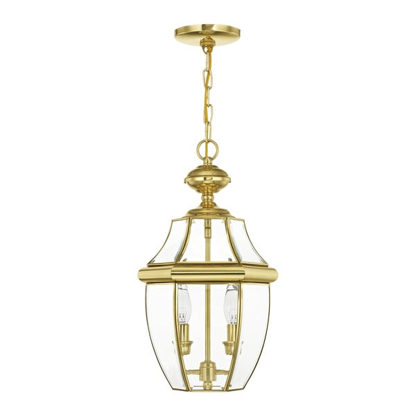 Monterey 2 Light Polished Brass Outdoor Pendant Lantern