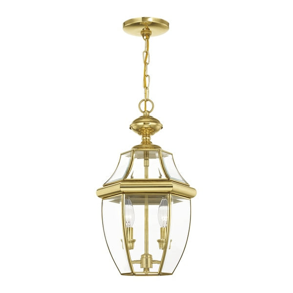 Monterey 2 Light Polished Brass Outdoor Pendant Lantern