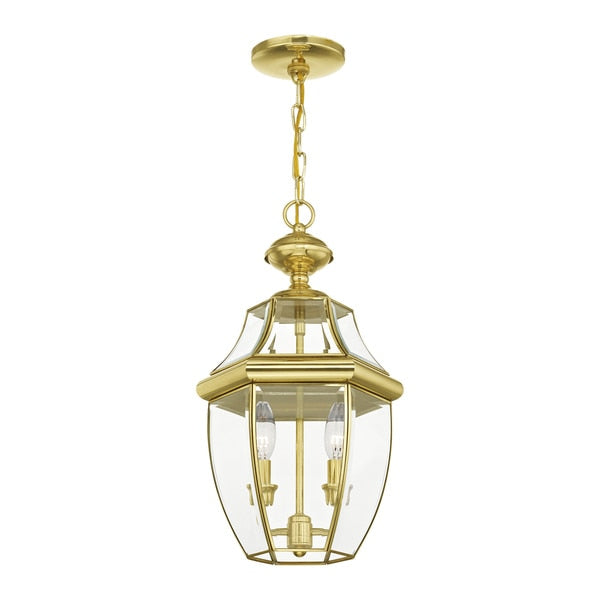 Monterey 2 Light Polished Brass Outdoor Pendant Lantern