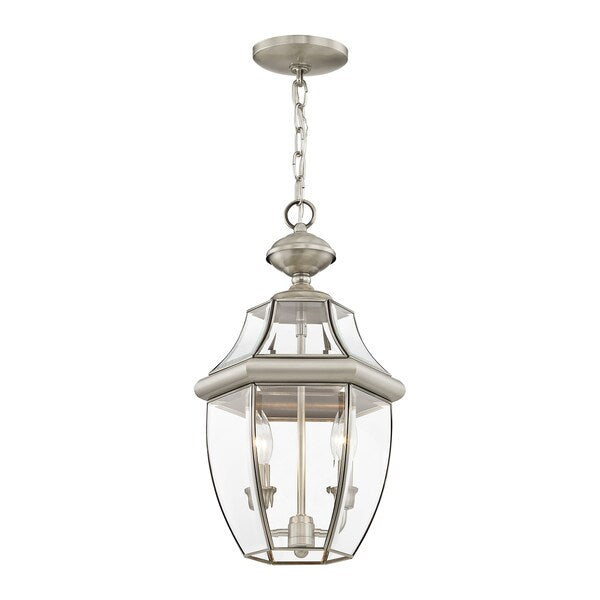 Monterey 2 Light Brushed Nickel Outdoor Pendant Lantern