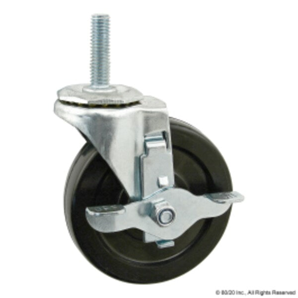 Swivel Caster, 7/16-14 Stem, Brake, 4