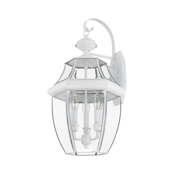 Monterey 3 Light White Outdoor Wall Lantern