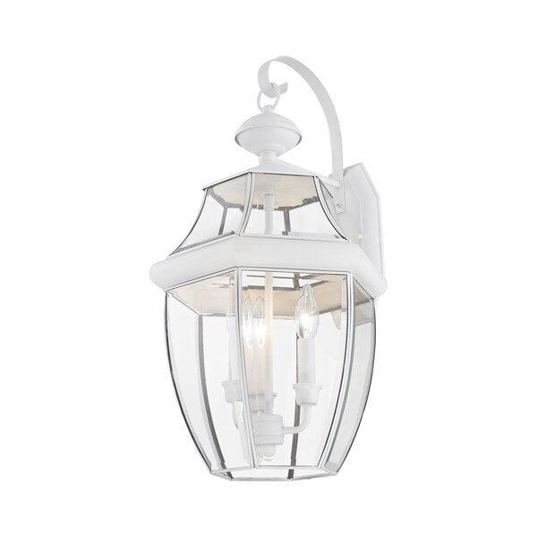 Monterey 3 Light White Outdoor Wall Lantern