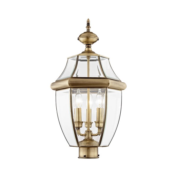 Monterey 3 Light Antique Brass Outdoor Post Top Lantern