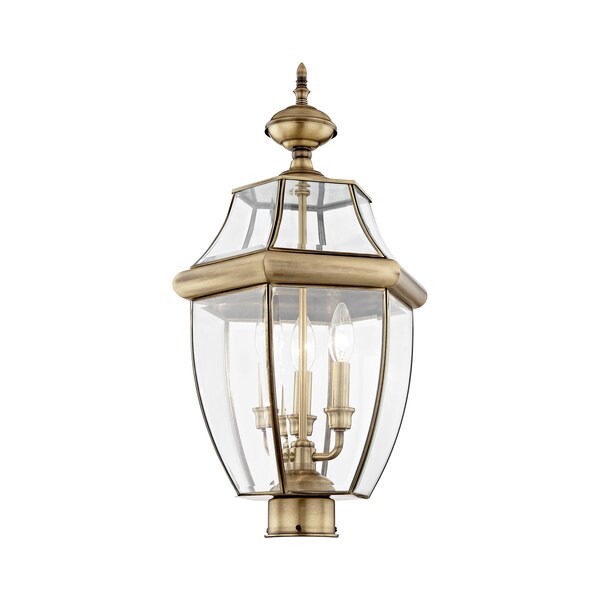 Monterey 3 Light Antique Brass Outdoor Post Top Lantern