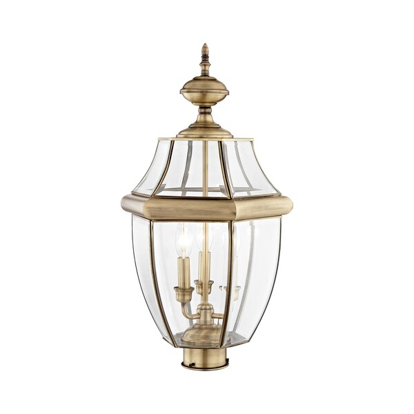 Monterey 3 Light Antique Brass Outdoor Post Top Lantern