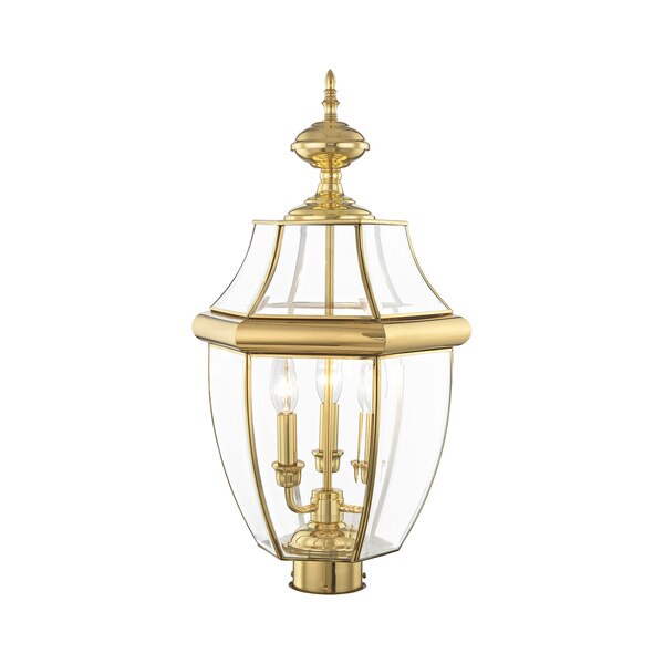 Monterey 3 Light Polished Brass Outdoor Post Top Lantern