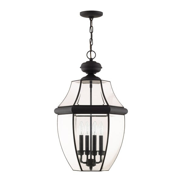 Monterey 4 Light Black Outdoor Pendant Lantern