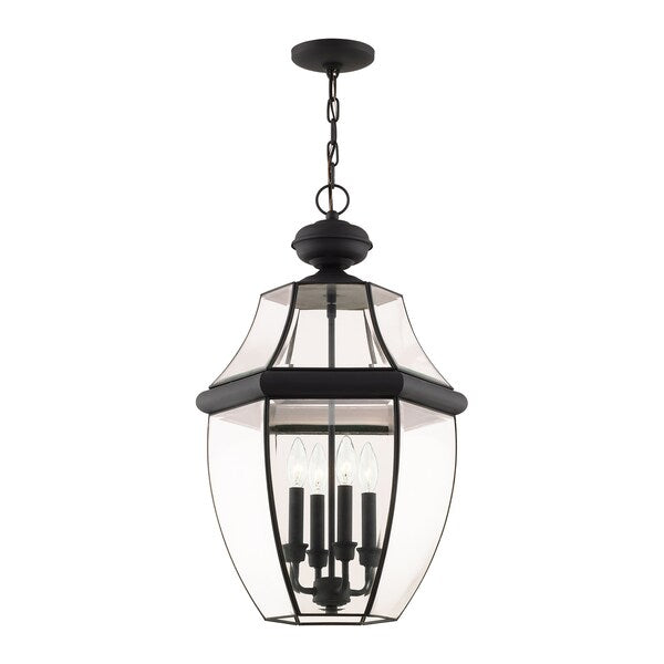 Monterey 4 Light Black Outdoor Pendant Lantern