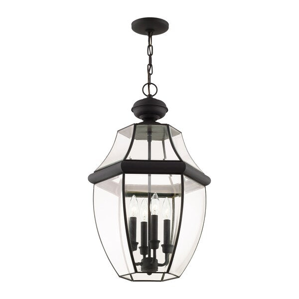 Monterey 4 Light Black Outdoor Pendant Lantern