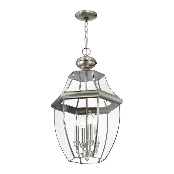 Monterey 4 Light Brushed Nickel Outdoor Pendant Lantern